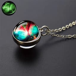 Galaxy Nebula Glass Ball Necklace Luminous Planet Pendant Necklace Glowing Universe Space Jewelry