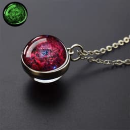 Galaxy Nebula Glass Ball Necklace Luminous Planet Pendant Necklace Glowing Universe Space Jewelry