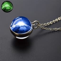 Galaxy Nebula Glass Ball Necklace Luminous Planet Pendant Necklace Glowing Universe Space Jewelry