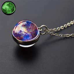 Galaxy Nebula Glass Ball Necklace Luminous Planet Pendant Necklace Glowing Universe Space Jewelry