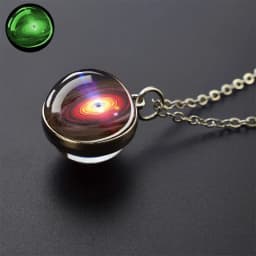 Galaxy Nebula Glass Ball Necklace Luminous Planet Pendant Necklace Glowing Universe Space Jewelry