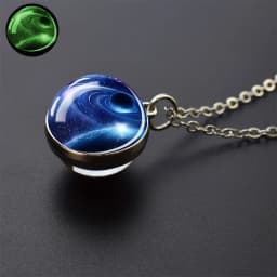 Galaxy Nebula Glass Ball Necklace Luminous Planet Pendant Necklace Glowing Universe Space Jewelry