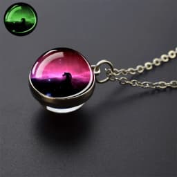 Galaxy Nebula Glass Ball Necklace Luminous Planet Pendant Necklace Glowing Universe Space Jewelry