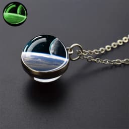 Galaxy Nebula Glass Ball Necklace Luminous Planet Pendant Necklace Glowing Universe Space Jewelry