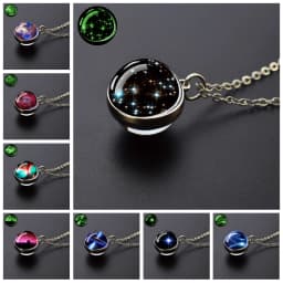 Galaxy Nebula Glass Ball Necklace Luminous Planet Pendant Necklace Glowing Universe Space Jewelry