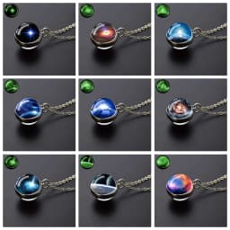 Galaxy Nebula Glass Ball Necklace Luminous Planet Pendant Necklace Glowing Universe Space Jewelry