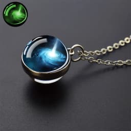 Galaxy Nebula Glass Ball Necklace Luminous Planet Pendant Necklace Glowing Universe Space Jewelry
