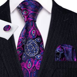 Male Gift Men Tie Set Purple Violet Solid Paisley Striped Wedding Business Tie for Man Necktie Handky Cufflinks Barry.Wang