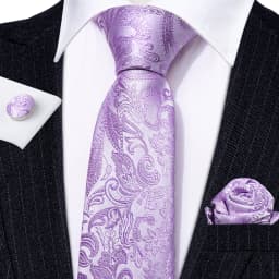 Male Gift Men Tie Set Purple Violet Solid Paisley Striped Wedding Business Tie for Man Necktie Handky Cufflinks Barry.Wang