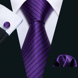 Male Gift Men Tie Set Purple Violet Solid Paisley Striped Wedding Business Tie for Man Necktie Handky Cufflinks Barry.Wang