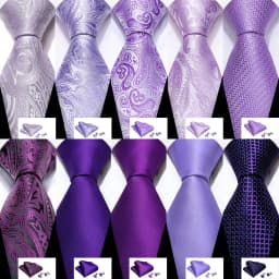 Male Gift Men Tie Set Purple Violet Solid Paisley Striped Wedding Business Tie for Man Necktie Handky Cufflinks Barry.Wang