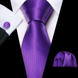 Male Gift Men Tie Set Purple Violet Solid Paisley Striped Wedding Business Tie for Man Necktie Handky Cufflinks Barry.Wang