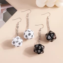 Fashion Different Number Acrylic Dice Earrings Personality Game Props Multifacted Digital Dice Long Dangle Earring Ear Hooks