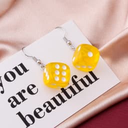 Fashion Different Number Acrylic Dice Earrings Personality Game Props Multifacted Digital Dice Long Dangle Earring Ear Hooks