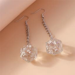 Fashion Different Number Acrylic Dice Earrings Personality Game Props Multifacted Digital Dice Long Dangle Earring Ear Hooks