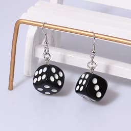 Fashion Different Number Acrylic Dice Earrings Personality Game Props Multifacted Digital Dice Long Dangle Earring Ear Hooks