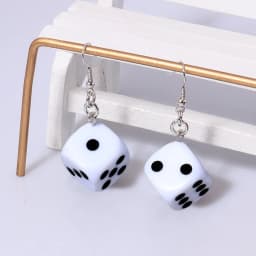 Fashion Different Number Acrylic Dice Earrings Personality Game Props Multifacted Digital Dice Long Dangle Earring Ear Hooks