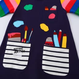 Jumping Meters 2-8T Hot Selling Children's School Dresses With Pockets Pen Embroidery Long Sleeve Autumn Kids Preppy Style Dress
