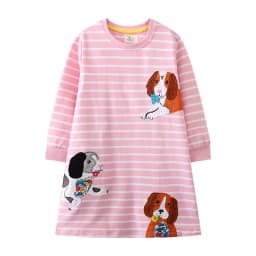 Jumping Meters 2-8T Hot Selling Children's School Dresses With Pockets Pen Embroidery Long Sleeve Autumn Kids Preppy Style Dress