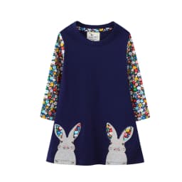 Jumping Meters 2-8T Hot Selling Children's School Dresses With Pockets Pen Embroidery Long Sleeve Autumn Kids Preppy Style Dress