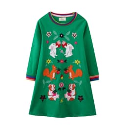 Jumping Meters 2-8T Hot Selling Children's School Dresses With Pockets Pen Embroidery Long Sleeve Autumn Kids Preppy Style Dress