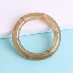 New Acrylic Jelly Color Bamboo Tube Beads Bracelets for Women Wristband Resin Stretched Ridged Elbow Bracelet Bangles Jewelry