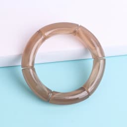 New Acrylic Jelly Color Bamboo Tube Beads Bracelets for Women Wristband Resin Stretched Ridged Elbow Bracelet Bangles Jewelry
