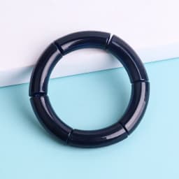 New Acrylic Jelly Color Bamboo Tube Beads Bracelets for Women Wristband Resin Stretched Ridged Elbow Bracelet Bangles Jewelry