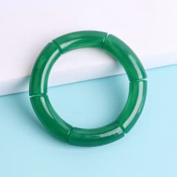 New Acrylic Jelly Color Bamboo Tube Beads Bracelets for Women Wristband Resin Stretched Ridged Elbow Bracelet Bangles Jewelry