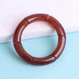New Acrylic Jelly Color Bamboo Tube Beads Bracelets for Women Wristband Resin Stretched Ridged Elbow Bracelet Bangles Jewelry