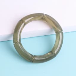 New Acrylic Jelly Color Bamboo Tube Beads Bracelets for Women Wristband Resin Stretched Ridged Elbow Bracelet Bangles Jewelry