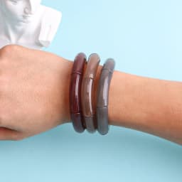 New Acrylic Jelly Color Bamboo Tube Beads Bracelets for Women Wristband Resin Stretched Ridged Elbow Bracelet Bangles Jewelry