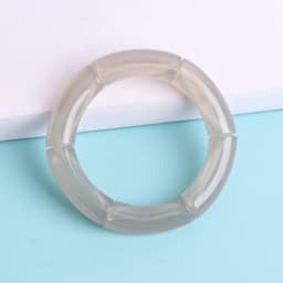 New Acrylic Jelly Color Bamboo Tube Beads Bracelets for Women Wristband Resin Stretched Ridged Elbow Bracelet Bangles Jewelry