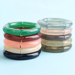 New Acrylic Jelly Color Bamboo Tube Beads Bracelets for Women Wristband Resin Stretched Ridged Elbow Bracelet Bangles Jewelry