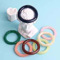 New Acrylic Jelly Color Bamboo Tube Beads Bracelets for Women Wristband Resin Stretched Ridged Elbow Bracelet Bangles Jewelry