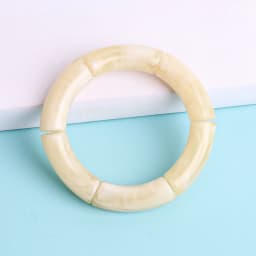 New Acrylic Jelly Color Bamboo Tube Beads Bracelets for Women Wristband Resin Stretched Ridged Elbow Bracelet Bangles Jewelry