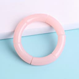 New Acrylic Jelly Color Bamboo Tube Beads Bracelets for Women Wristband Resin Stretched Ridged Elbow Bracelet Bangles Jewelry