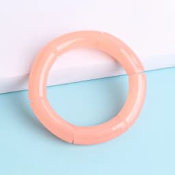 New Acrylic Jelly Color Bamboo Tube Beads Bracelets for Women Wristband Resin Stretched Ridged Elbow Bracelet Bangles Jewelry