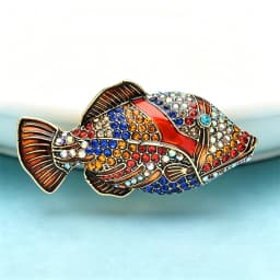 Wuli&baby Shining Fish Brooches For Women Unisex Luxury Swimming Fish Party Office Brooch Pin Gifts
