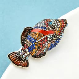 Wuli&baby Shining Fish Brooches For Women Unisex Luxury Swimming Fish Party Office Brooch Pin Gifts