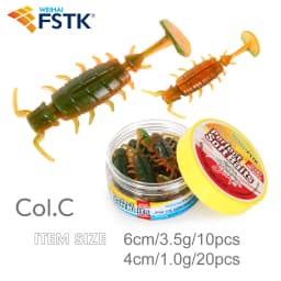 FSTK Bass Carp Artificial Bait Perch Lures Lifelike Alien Bug 1g /3.5g Pike Lure Shrimp Attractant Fish Scent Soft Plastic Lure