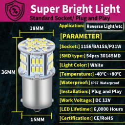 2pcs LED Reverse Light Bulb Lamp P21W BA15S Canbus For VW Passat B5 B5.5 B6 Golf MK3 MK4 MK5 MK6 3 4 5 6 Polo 6n 6r 9n Touran