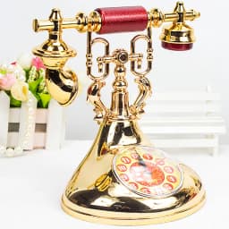 Retro Telephone Model Alarm Clock Creative Timekeeper Desktop Ornament for Home Room Bedside Table Decoration