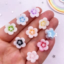 50Pcs 14mm Resin 3D Colorful Morning Glory Flower Gems Flatback Figurines Scrapbook Wedding Applique Home Decor Crafts OL708