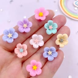 50Pcs 14mm Resin 3D Colorful Morning Glory Flower Gems Flatback Figurines Scrapbook Wedding Applique Home Decor Crafts OL708