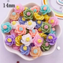 50Pcs 14mm Resin 3D Colorful Morning Glory Flower Gems Flatback Figurines Scrapbook Wedding Applique Home Decor Crafts OL708