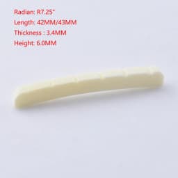 1 Piece Real Slotted Bone Nut For Electric Guitar ( Bottom Flat / R7.25 / R10 42MM/43MM*3.4MM*6MM )