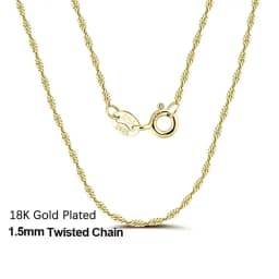 Rinntin 14K Gold 925 Sterling Silver 1.5mm Twisted Singapore Rope Chain Diamond-cut Thin Basic Necklace for Women Jewelry SC02