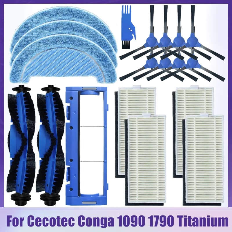 For Cecotec Conga 1090 1790 Titanium Ultra Vacuum Cleaner Replacement Main Brush Hepa Filter Mop Cloth Roller Brush Cover Parts