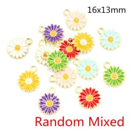 20Pcs 10x13mm Cute Alloy Metal Drop Oil Colorblock Daisiy Charm Flower Plant Pendant For DIY Bracelet Necklace Jewelry Making